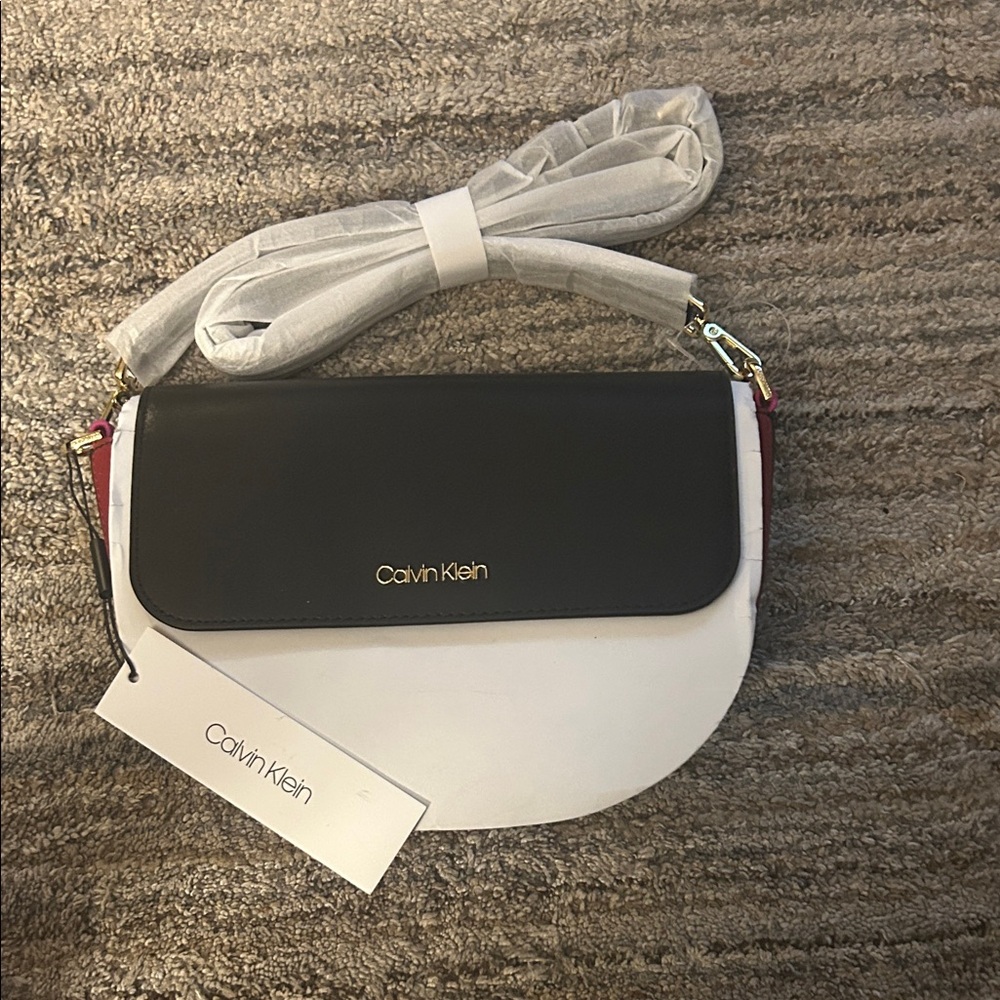 Calvin Klein Black and White Crossbody Bag